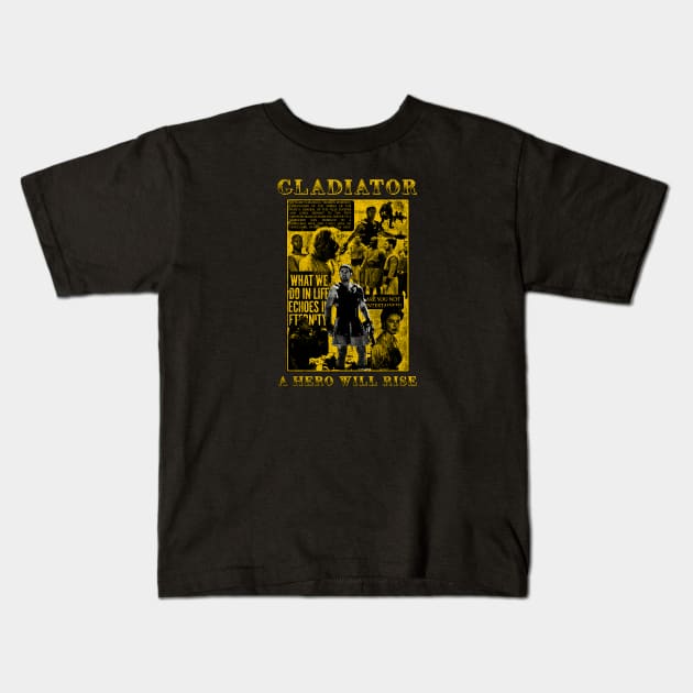 gladiator distressed grunge Kids T-Shirt by Genetics art